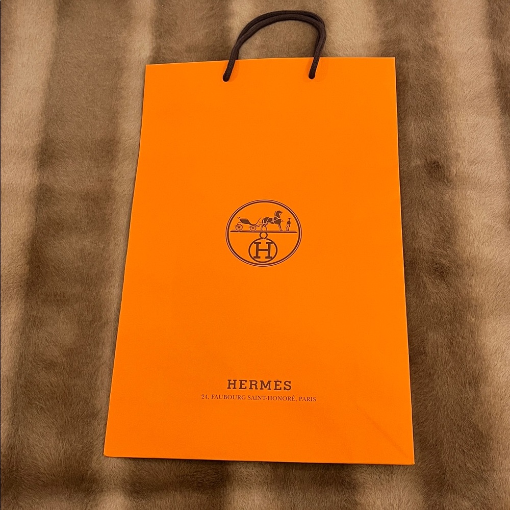 Hermès Bright Orange Logo Shopping Bag